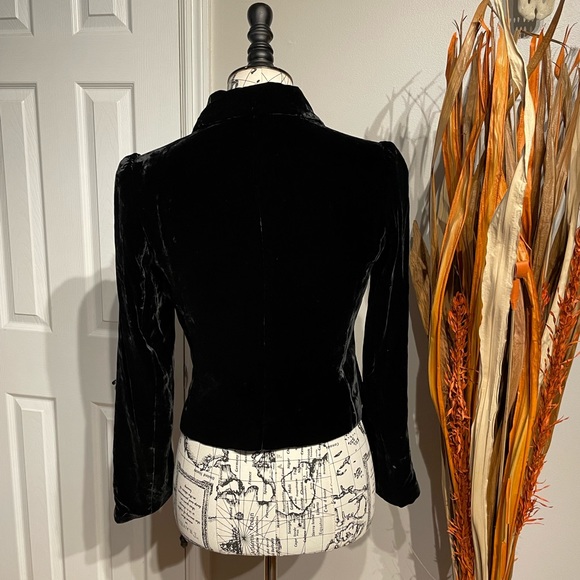 Silk Velvet Vintage Fit Flare Blazer 2-eye Crystal Winter Fall Autumn Work Rave - Picture 4 of 8